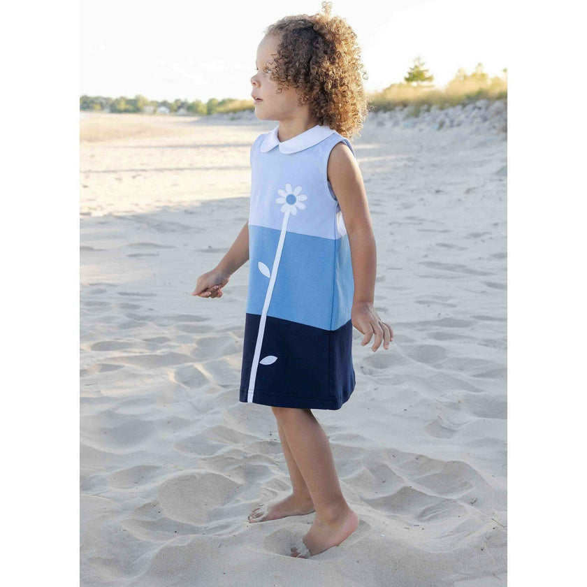Colorblock Knit Dress With Flower