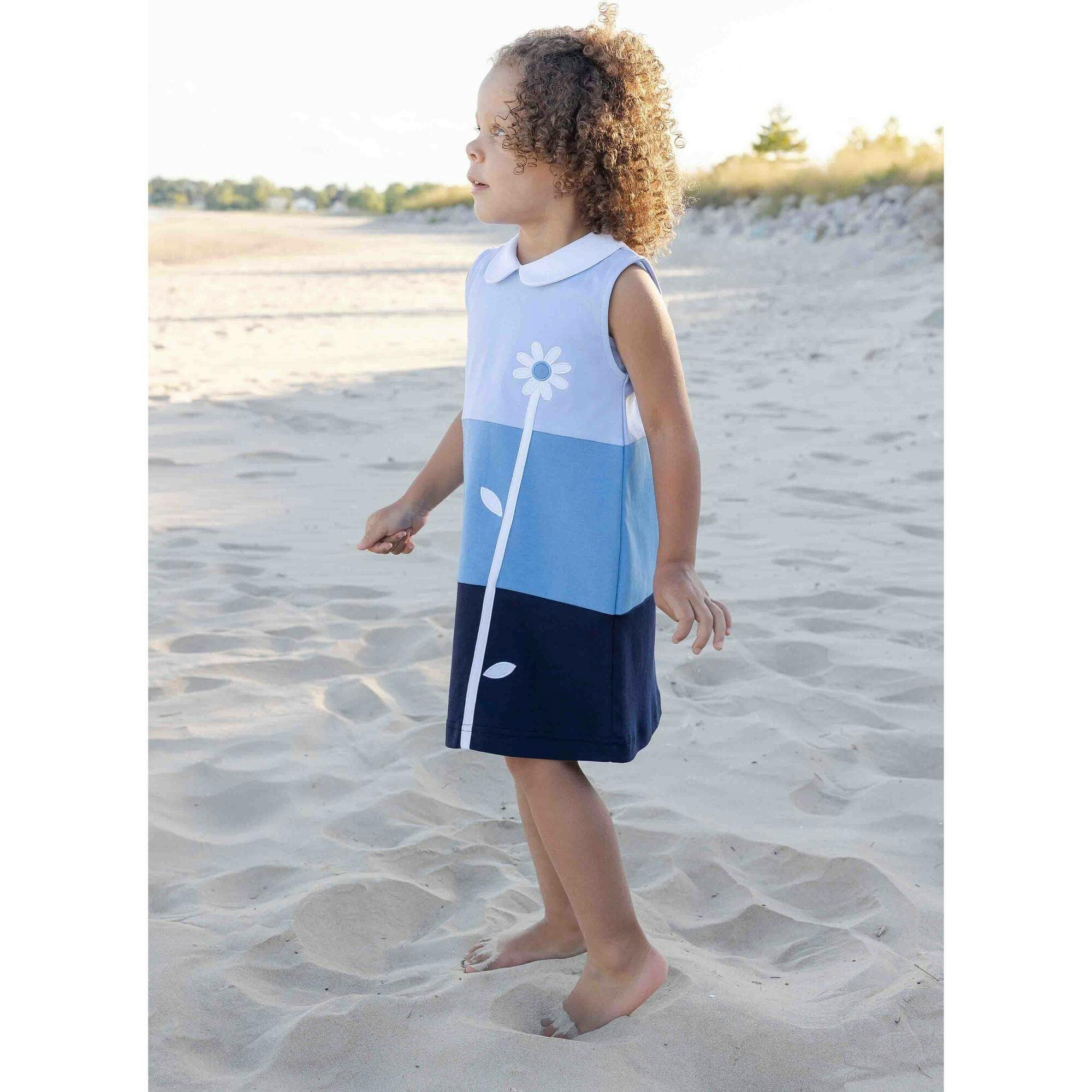 Colorblock Knit Dress With Flower