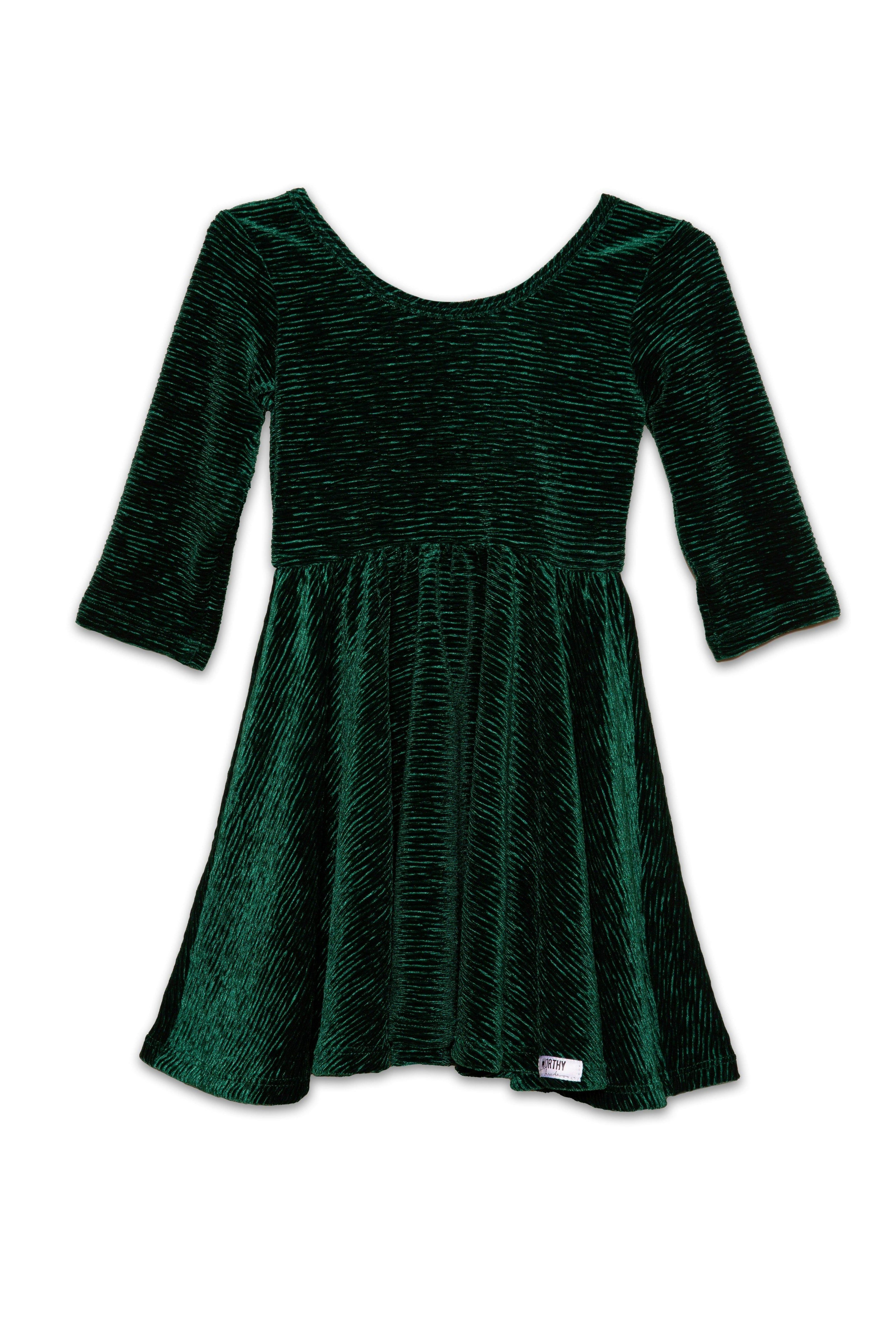 Holiday Twirly Dress in Emerald Bodre