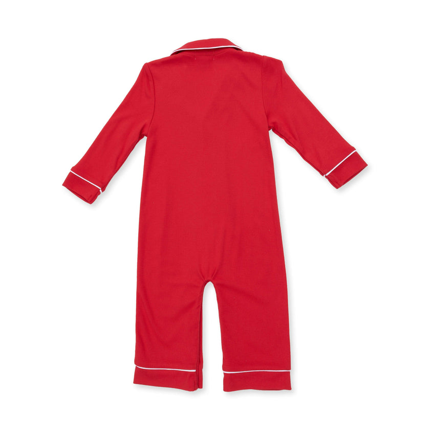 Ribbon Red - Knit Flame Resistant Long Sleeve Coat Style Romper