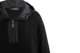 Black Ribbed Half-Zip Sweater