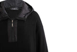 Black Ribbed Half-Zip Sweater