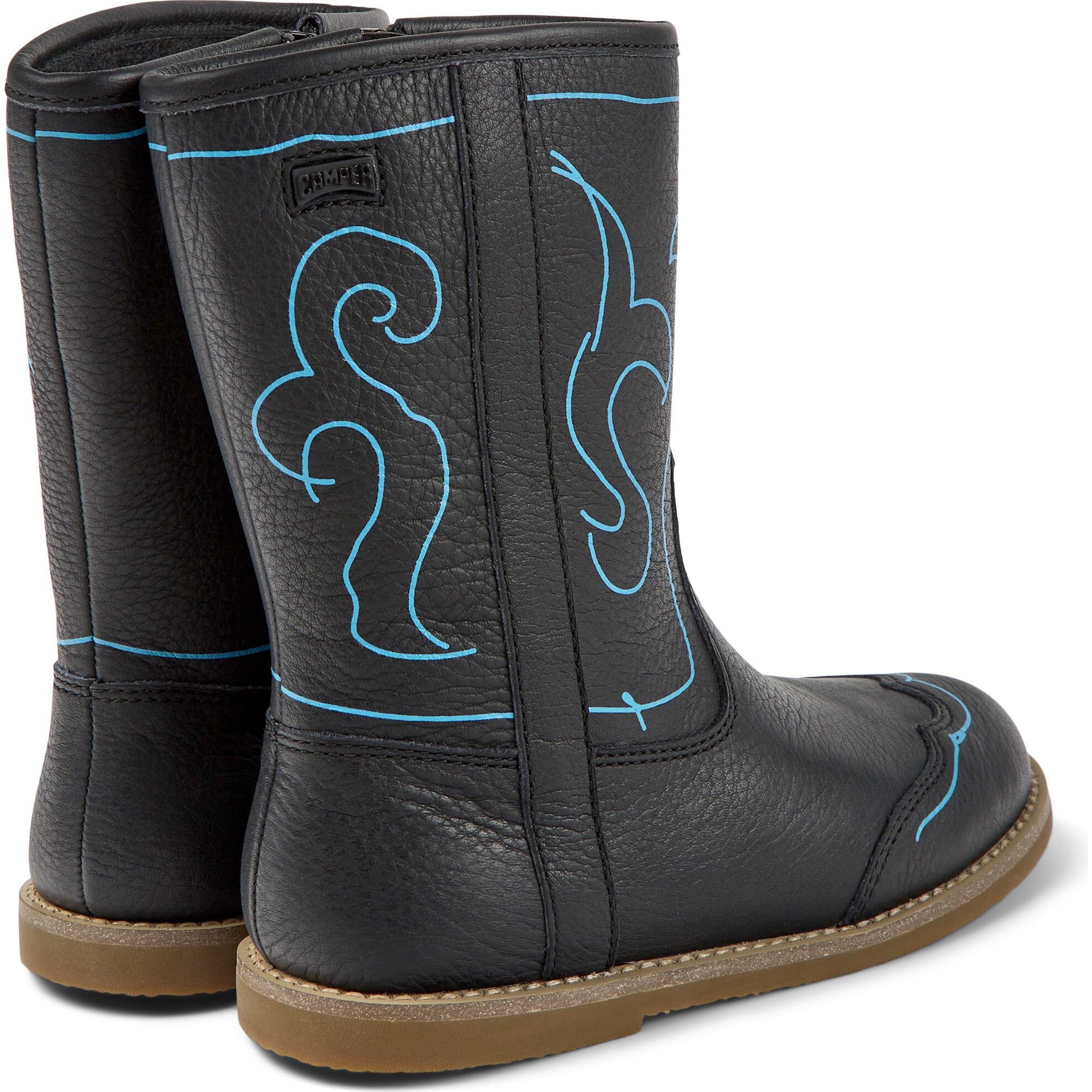 Savina Twins Print Leather Boots, Black