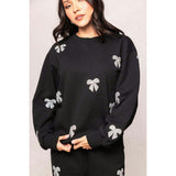 Micah Crew Neck Sweatshirt in Black & Bows