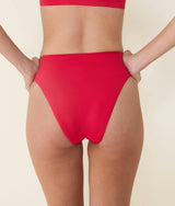 The 90s High Waist Bikini Bottom - Eco Nylon - Cherry Red