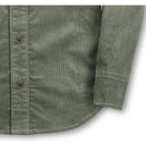 Organic Long Sleeve Corduroy Flap Pocket Button Down Shirt, Green