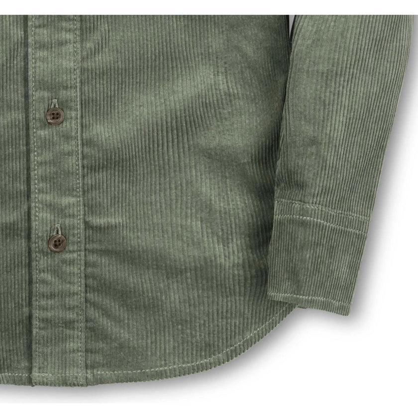 Organic Long Sleeve Corduroy Flap Pocket Button Down Shirt, Green