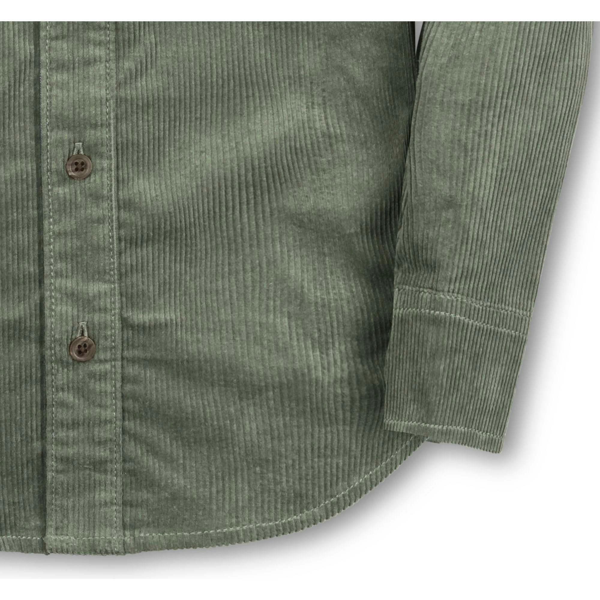 Organic Long Sleeve Corduroy Flap Pocket Button Down Shirt, Green