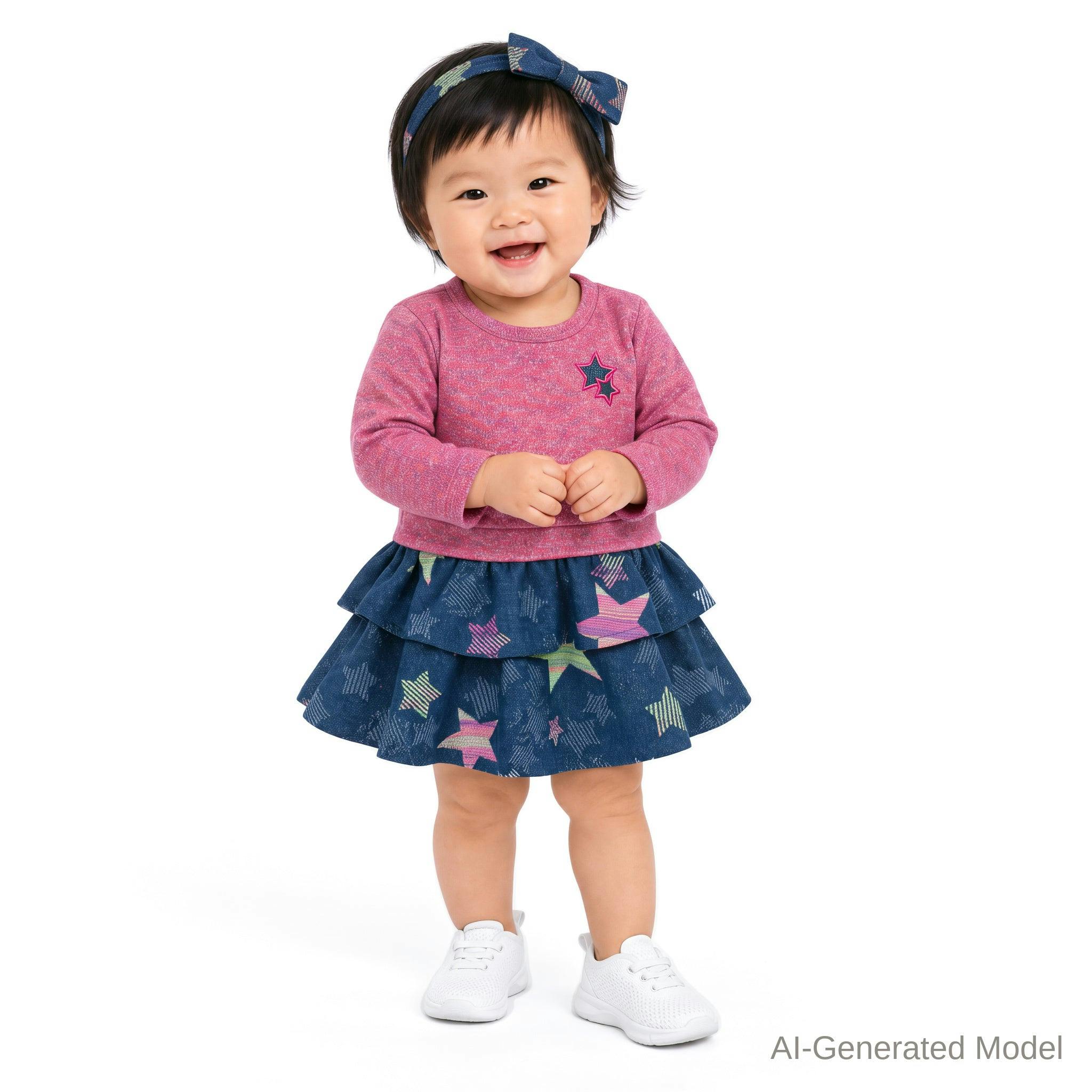 Infant (9-24M) Two-Fer Dress | Metallic Star Twirl
