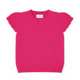 Short Sleeve Sweater With Scallop Edges