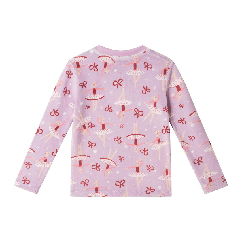 Girls (2-4) Velour Pajama Set | Ballerinas & Bows