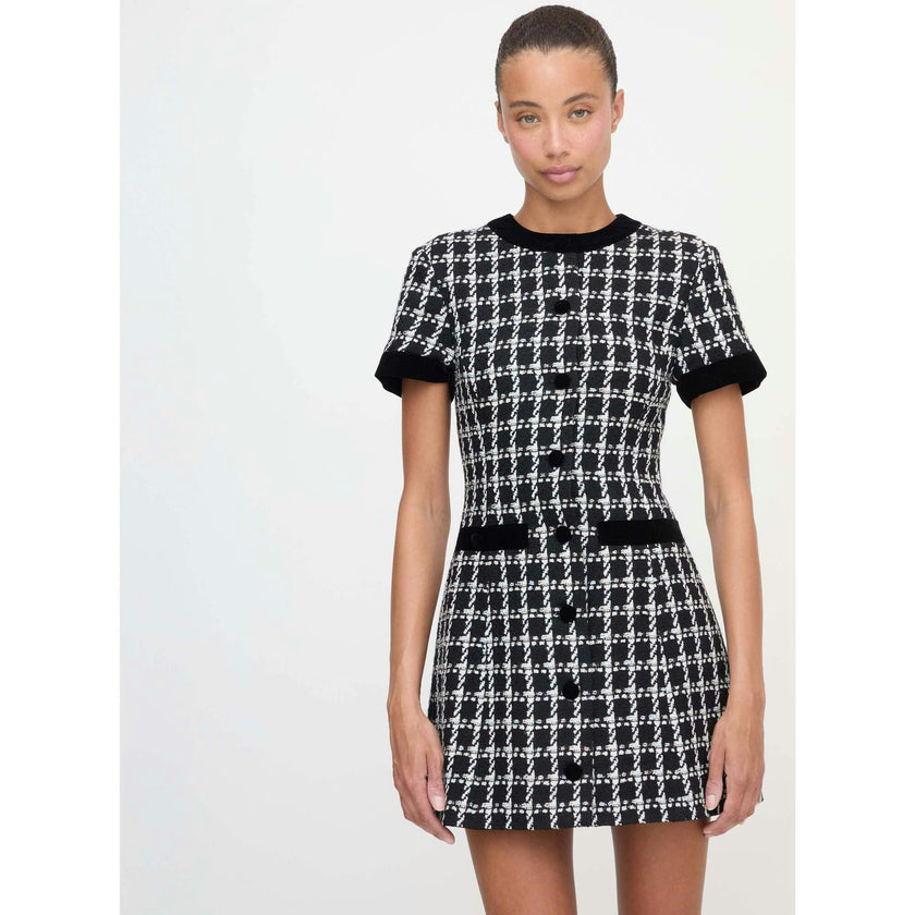 The Allegra Dress - Black and White Tweed
