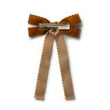 Halo Luxe Opaline Velvet Scalloped Long Tail Clip - Brown