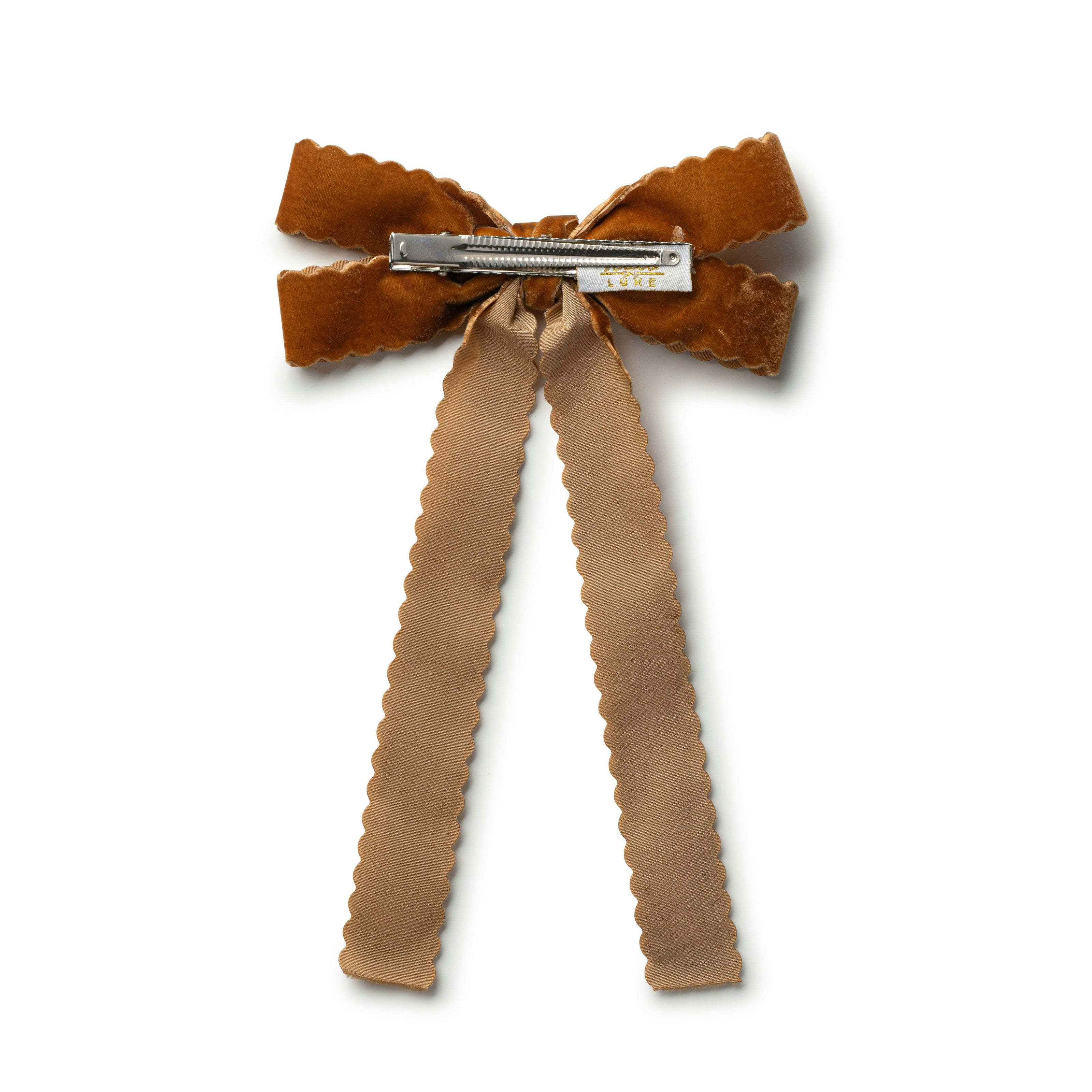 Halo Luxe Opaline Velvet Scalloped Long Tail Clip - Brown