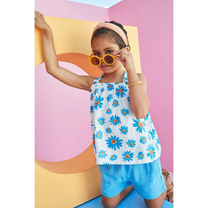 Michaela Floral Print Ruffled Strap Top