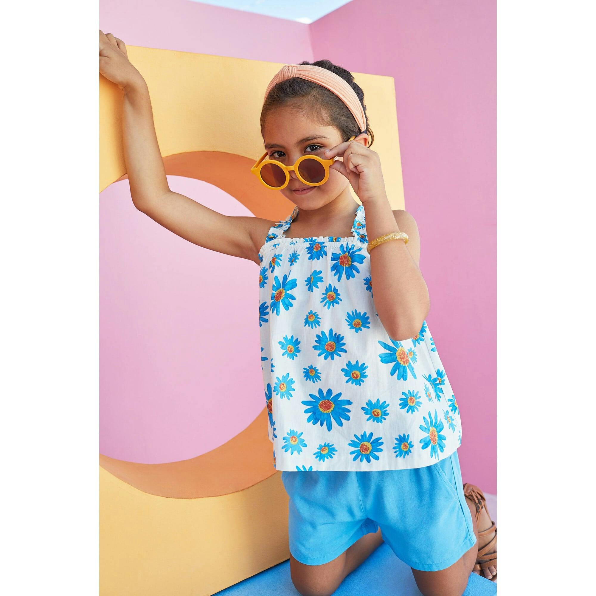 Michaela Floral Print Ruffled Strap Top