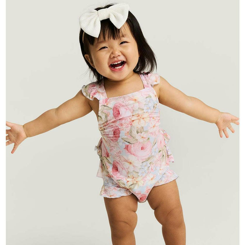 Rose Dreams Ruffled Strap Bubble Romper