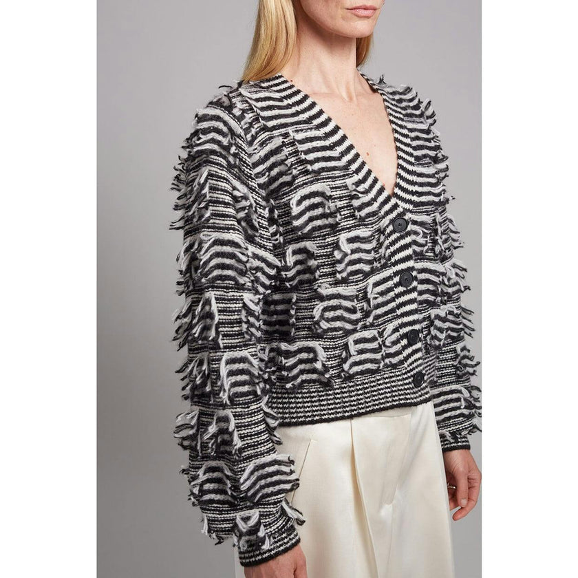 LUELLA STRIPE CARDI | IVORY + BLACK STRIPE