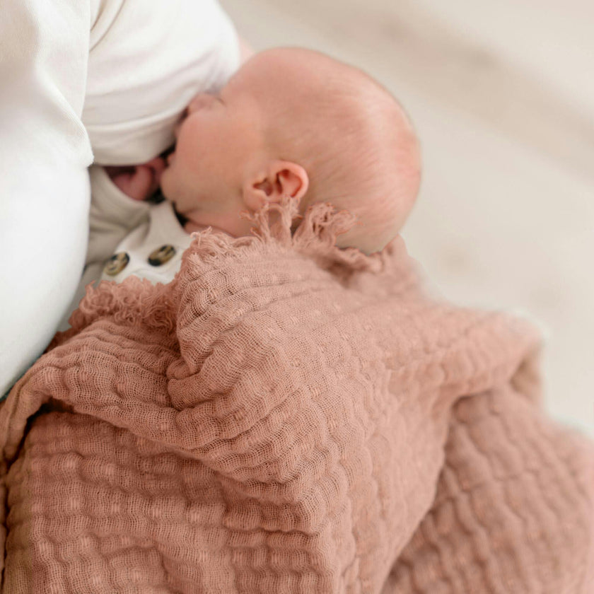 Multi-Layer Blush Ombre Muslin Cotton Baby Blanket
