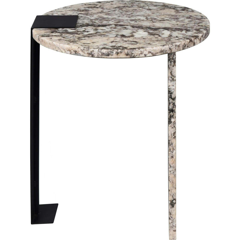 Lyra 20.66" Contemporary Natural Marble/Metal Handmade Round End Table