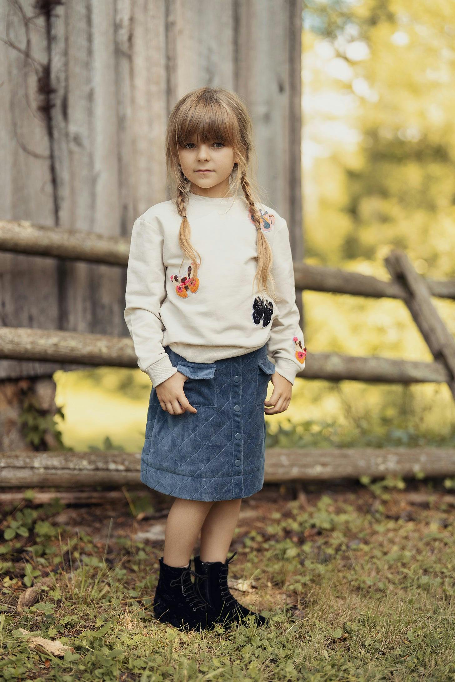 Velour Quilted Snap Front Skirt