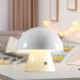 Porcini 7" Contemporary Bohemian Rechargeable/Cordless Iron Integrated LED Mushroom Table Lamp