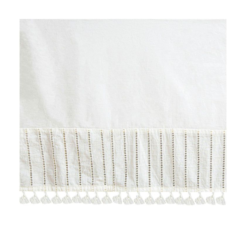 Off-White Boho Tassel Crib Skirt
