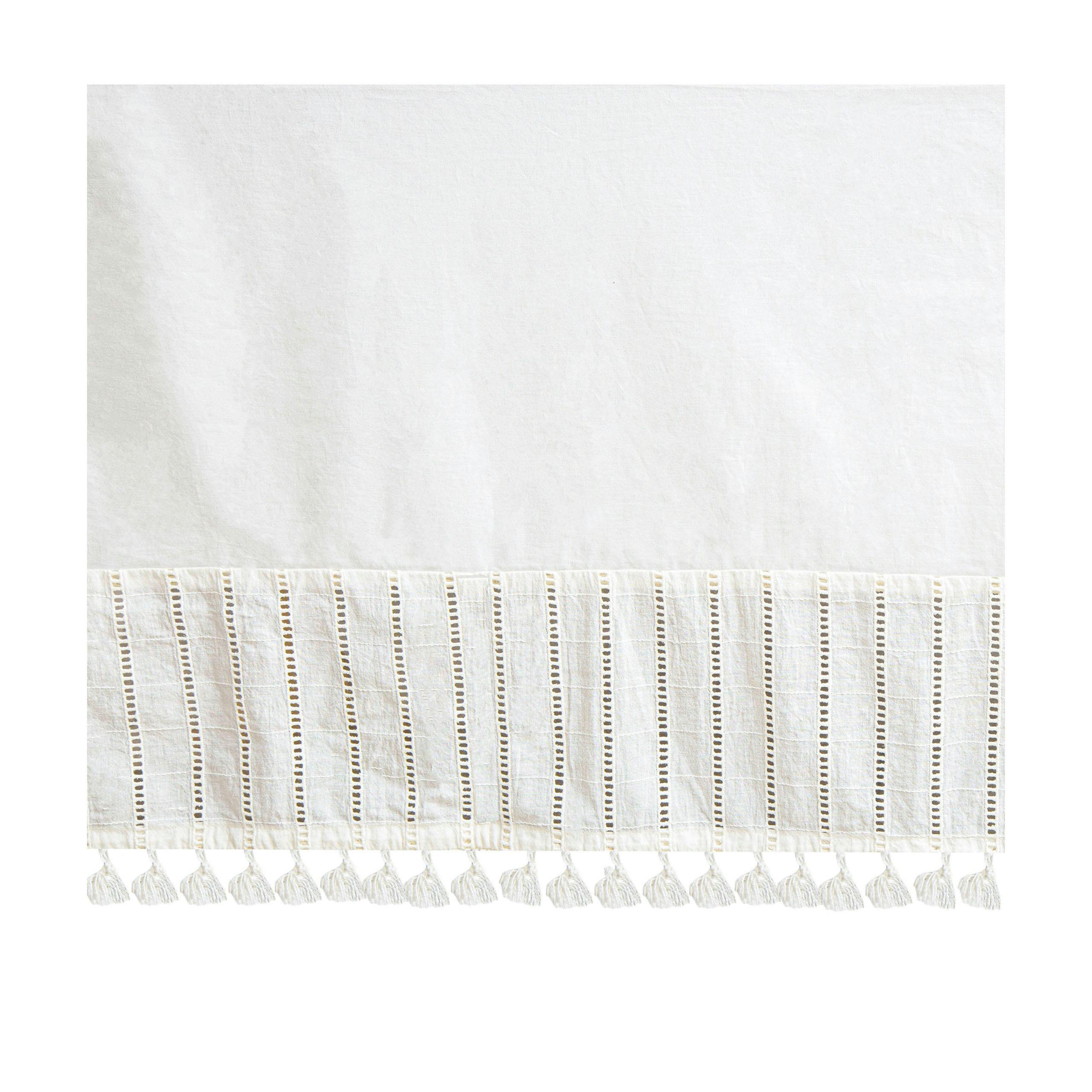 Off-White Boho Tassel Crib Skirt