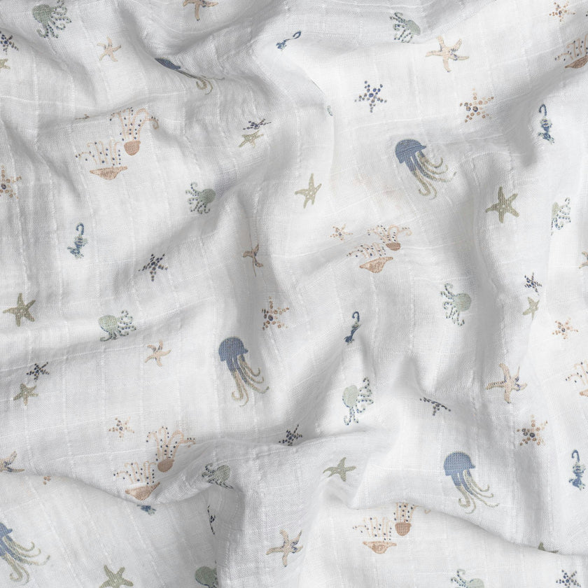 Cove Cotton Muslin Swaddle Blanket Set (Sea, Set of 2)