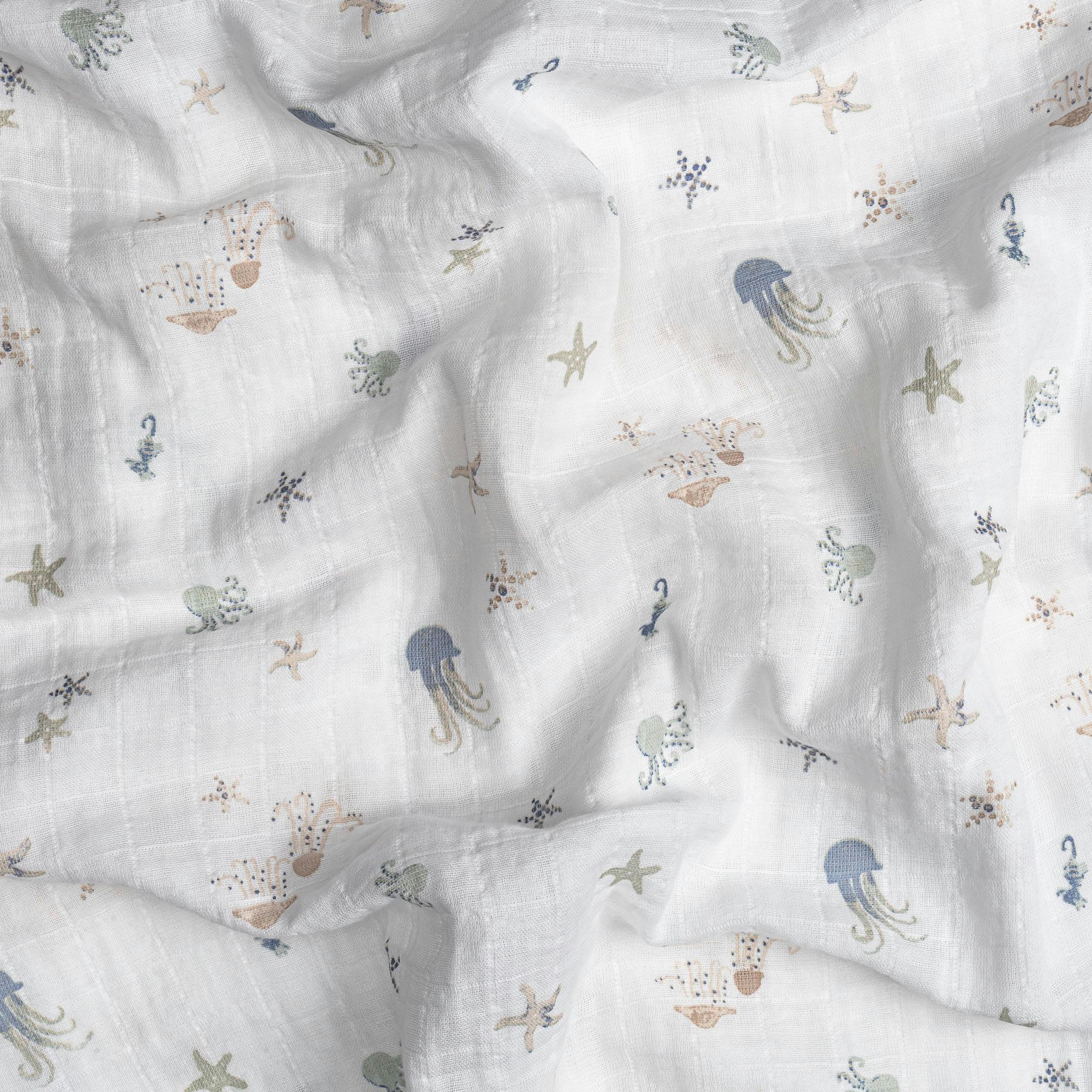 Cove Cotton Muslin Swaddle Blanket Set (Sea, Set of 2)