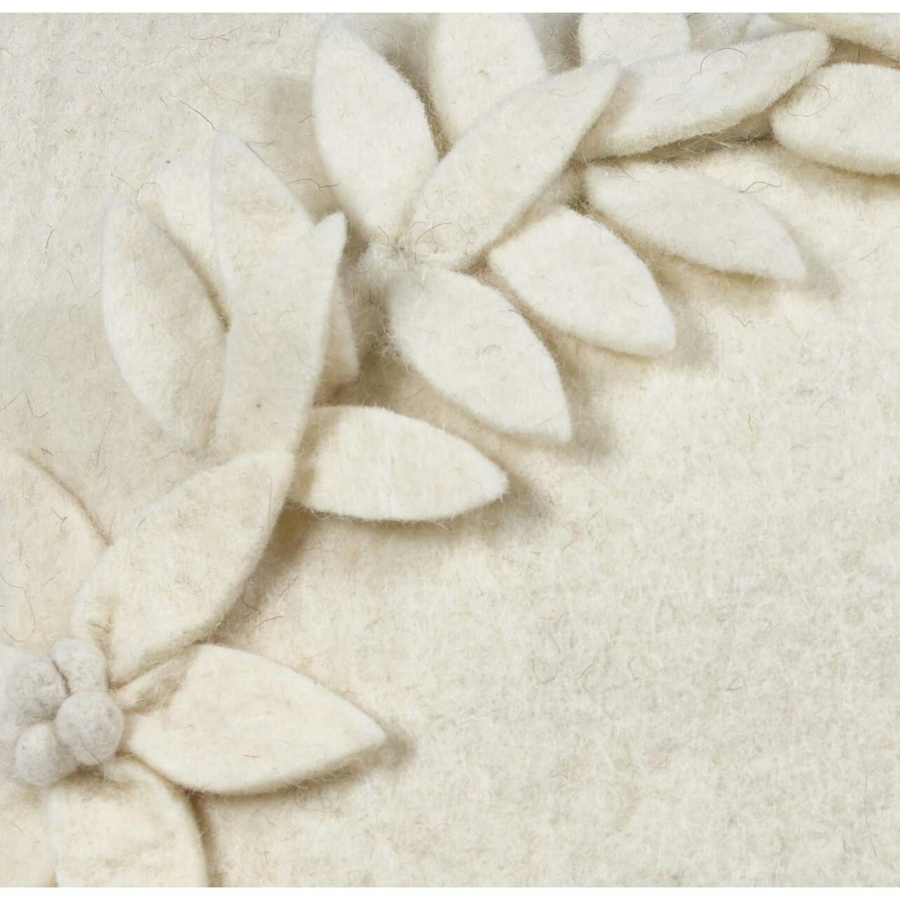 Hand Felted Wool Christmas Pillow, Cream Wreathâ 20