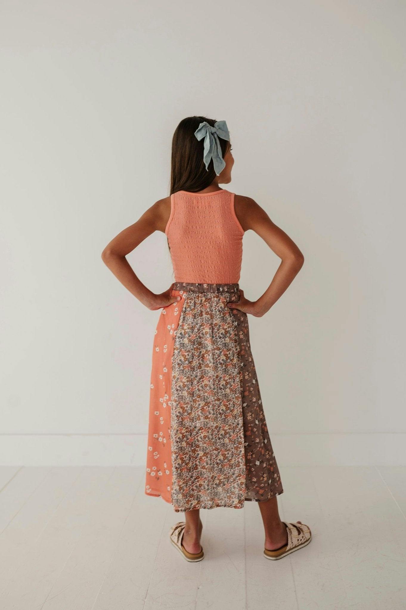 Girls Panel Maxi Skirt in Boho Floral