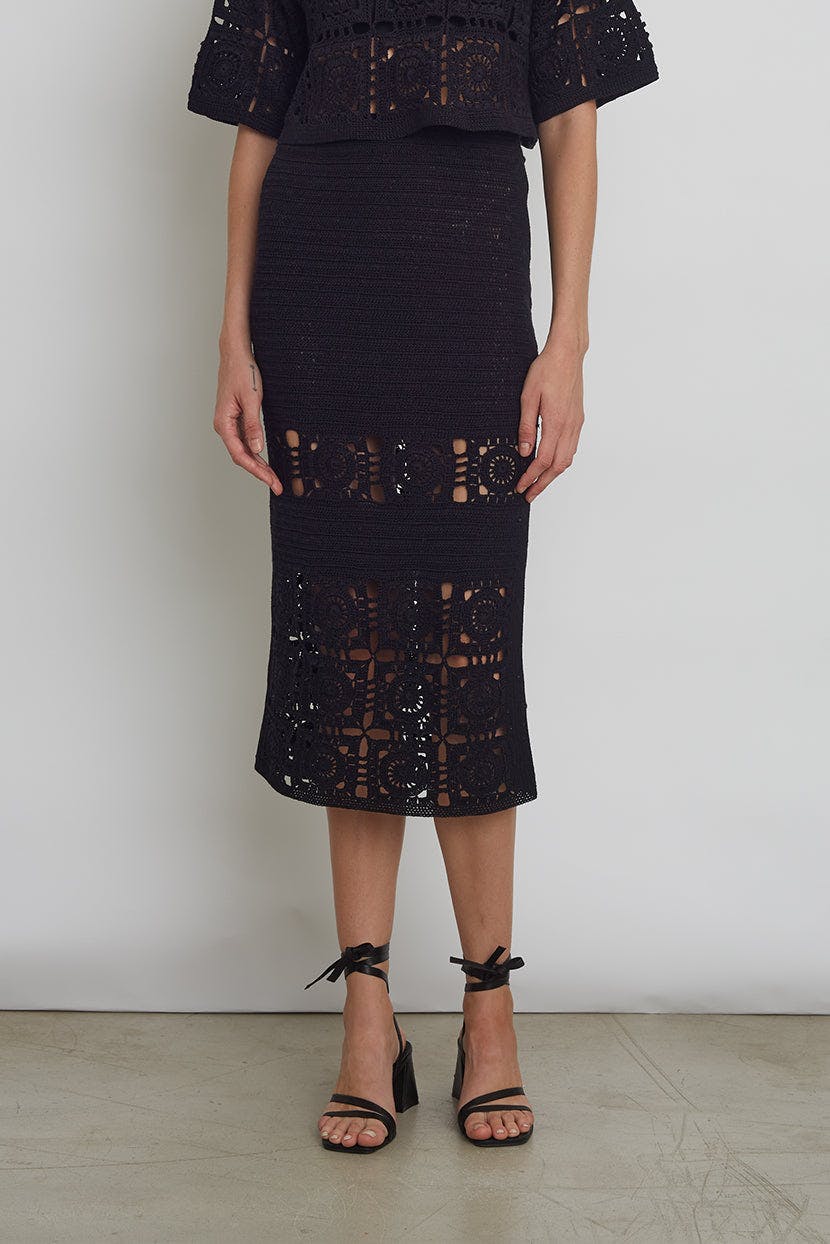JANA CROCHET SKIRT | BLACK