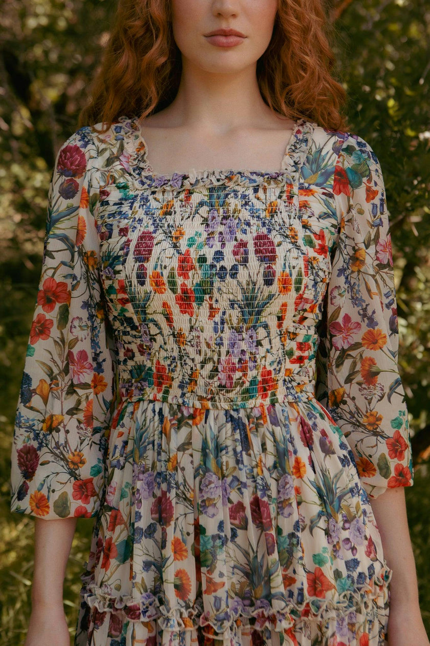 Selena Dress in Watercolor Floral
