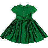 Stella Green Silk Short Sleeve Smocked Dress