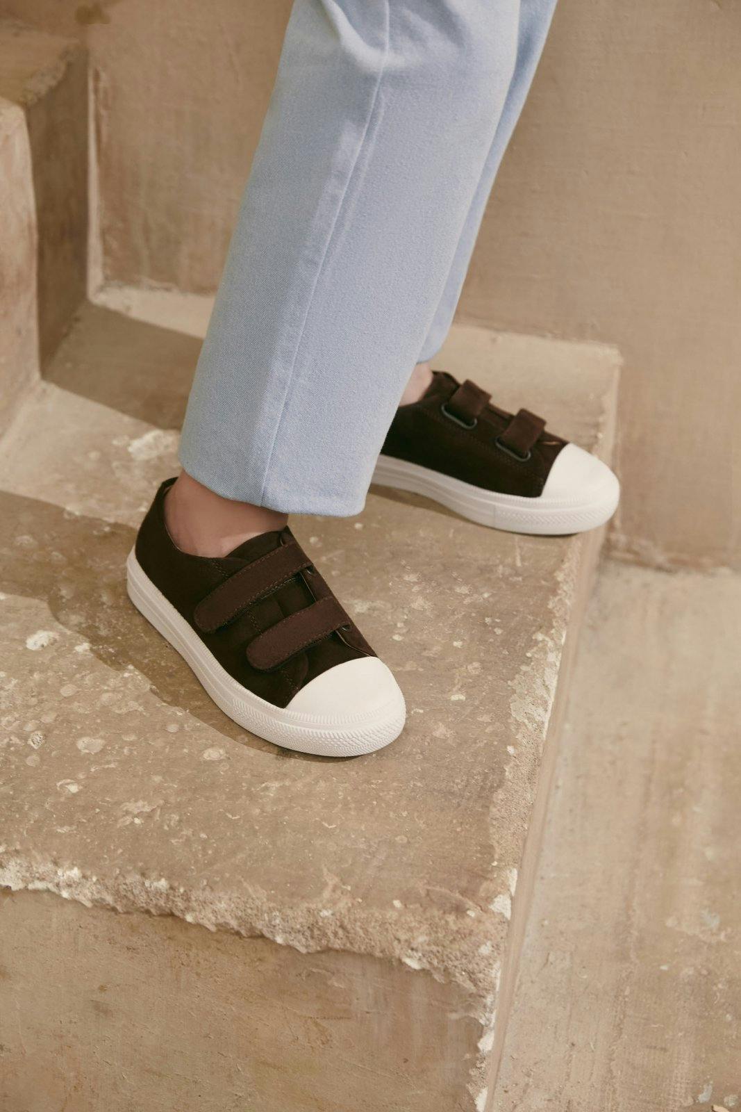 Jessie Double Velcro Strap Suede  Sneakers