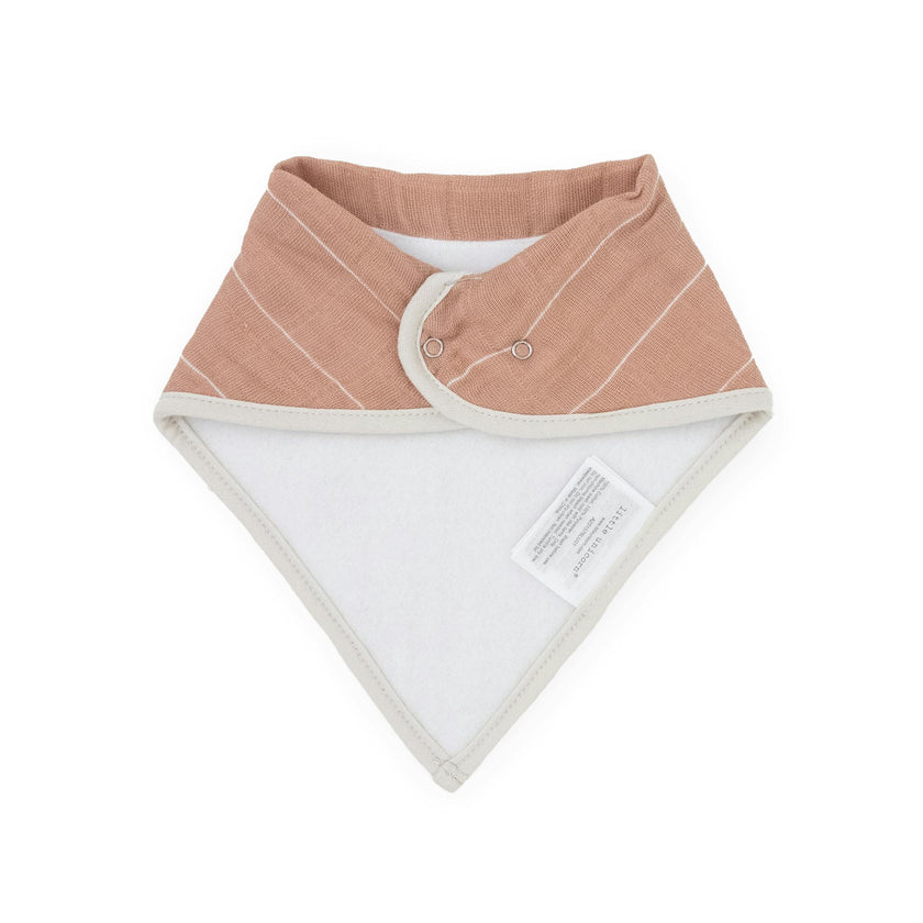 Cotton Muslin + Fleece Bandana Bib 4 Pack - Mauve Stripe