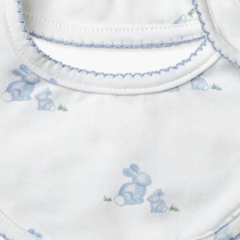 Baby Bib in Pale Blue Bunny