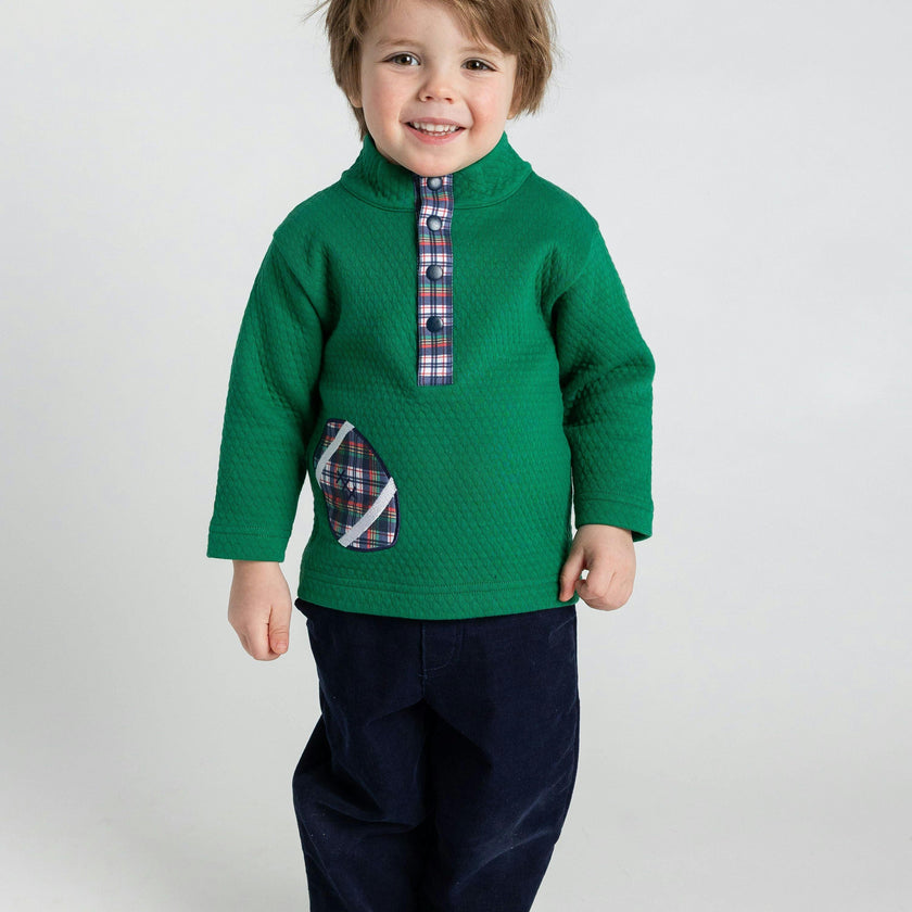 Green Jacquard Knit Pullover With Football