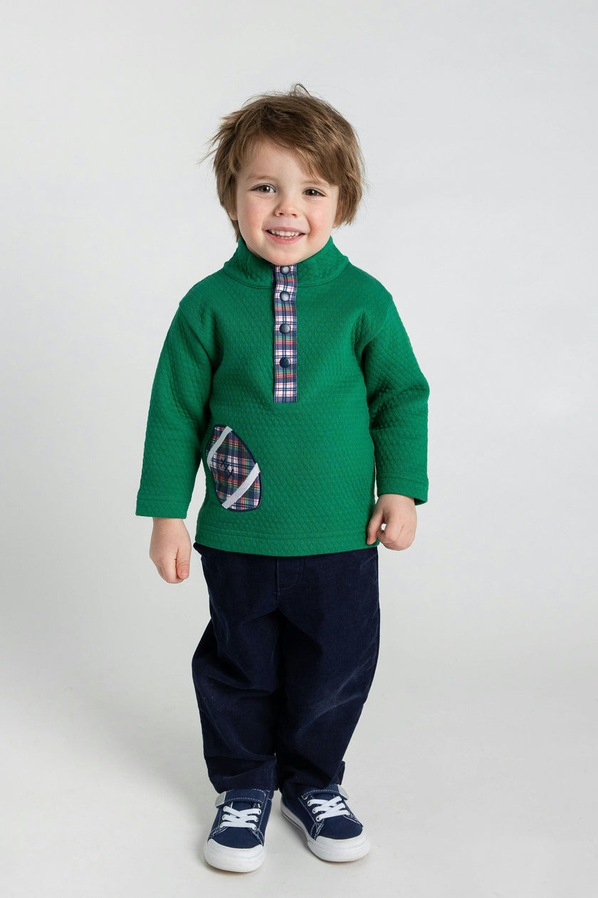 Green Jacquard Knit Pullover With Football