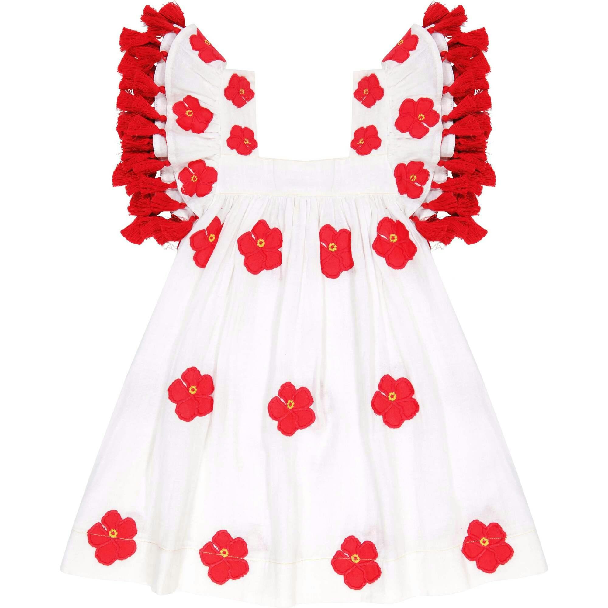 Serena Tassel Applique Double Flutter Sleeve Dress, Multi