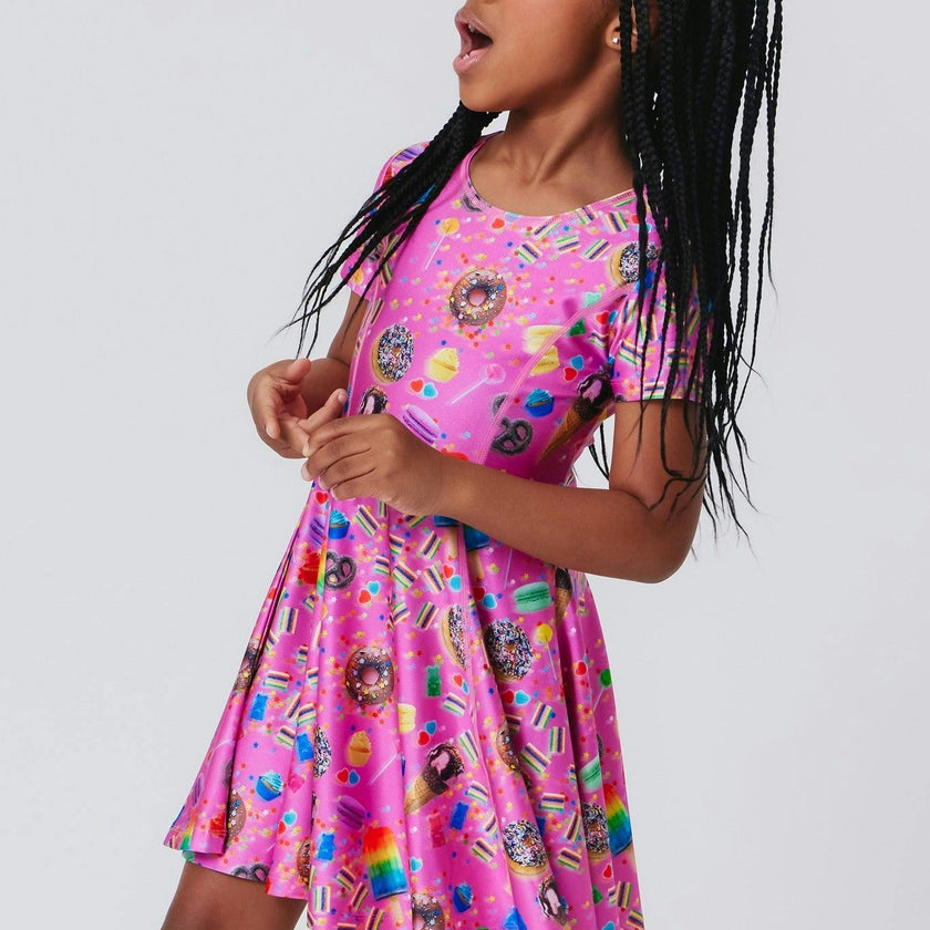 Girls Cap Sleeve Skater Dress