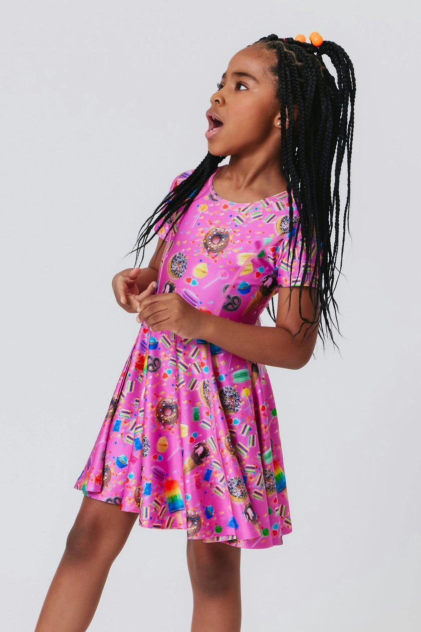 Girls Cap Sleeve Skater Dress