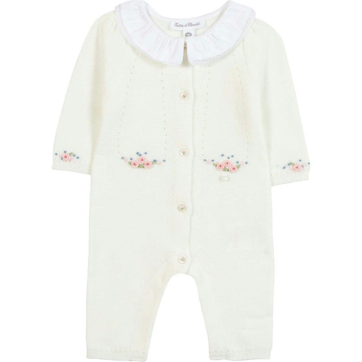TARTINE ET CHOCOLAT Knit Floral Baby Jumpsuit