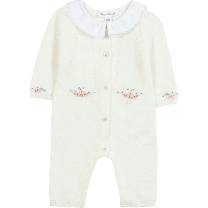 TARTINE ET CHOCOLAT Knit Floral Baby Jumpsuit