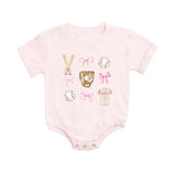 Baseball Cutie Short Sleeve Romper - Ballet