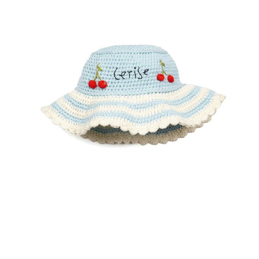 Crochet Bucket Hat in Cherry Striple