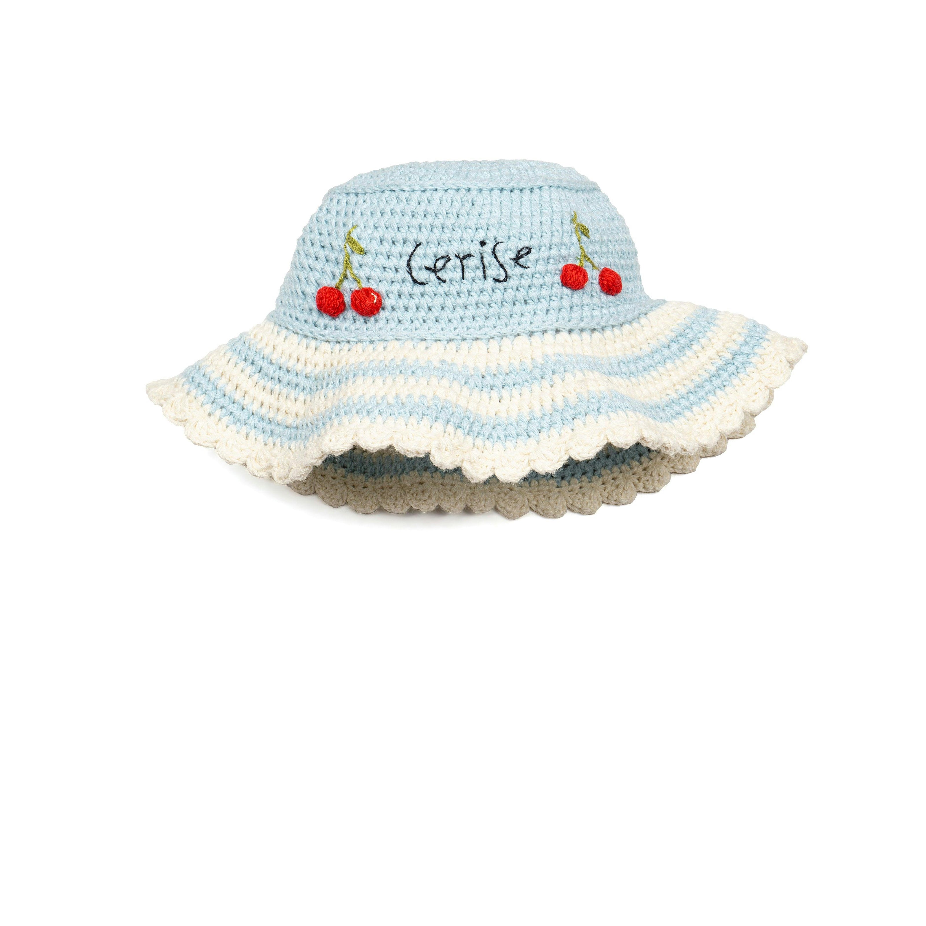 Crochet Bucket Hat in Cherry Striple