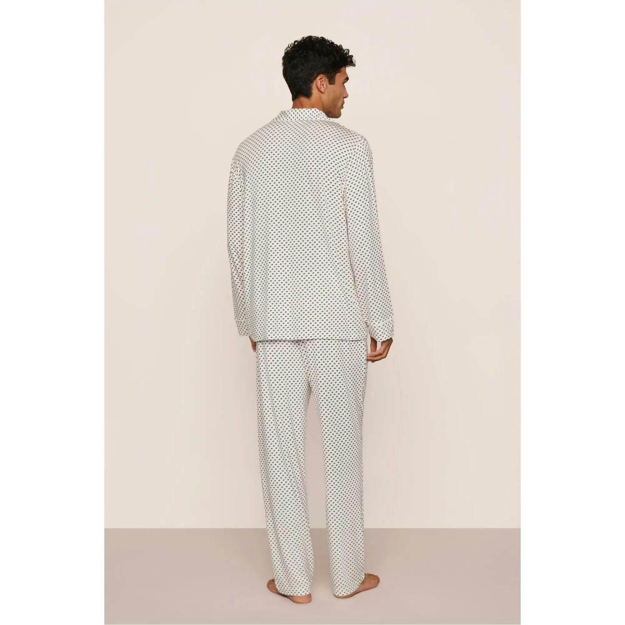 William Printed TENCEL™ Long PJ Set, White