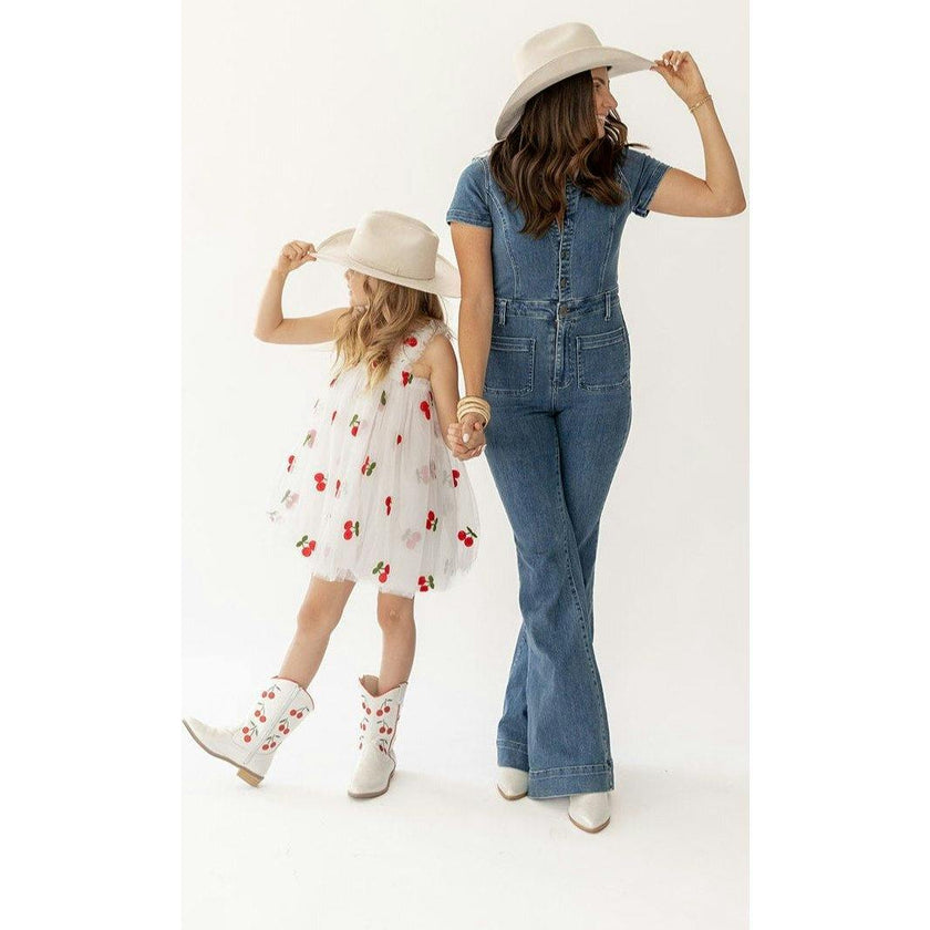 Cowgirl Wild Cherry Boots, White